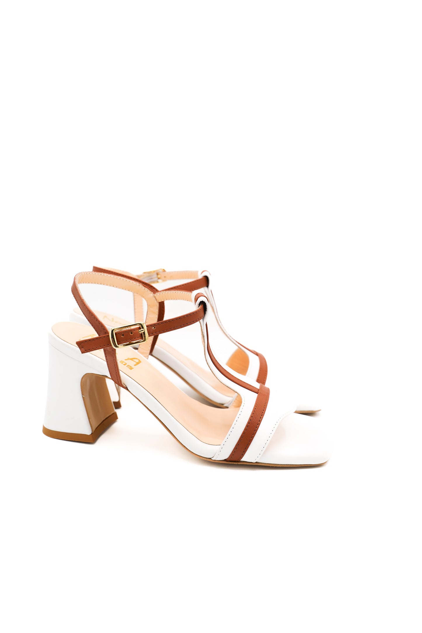 Slingback AL019 Bianco/Cuoio
